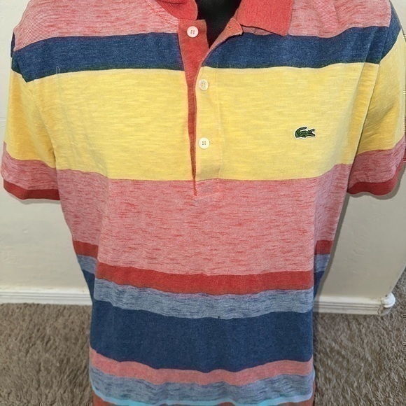 Lacoste Other - Vintage Lacoste Striped Polo Size 7 Cotton Short Sleeve Regular Fit